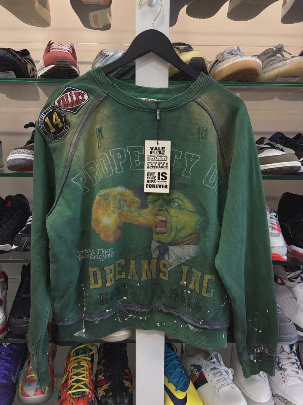 New Vale Dreams Green Heaven to Hell Crewneck Sweater sz Large L SF